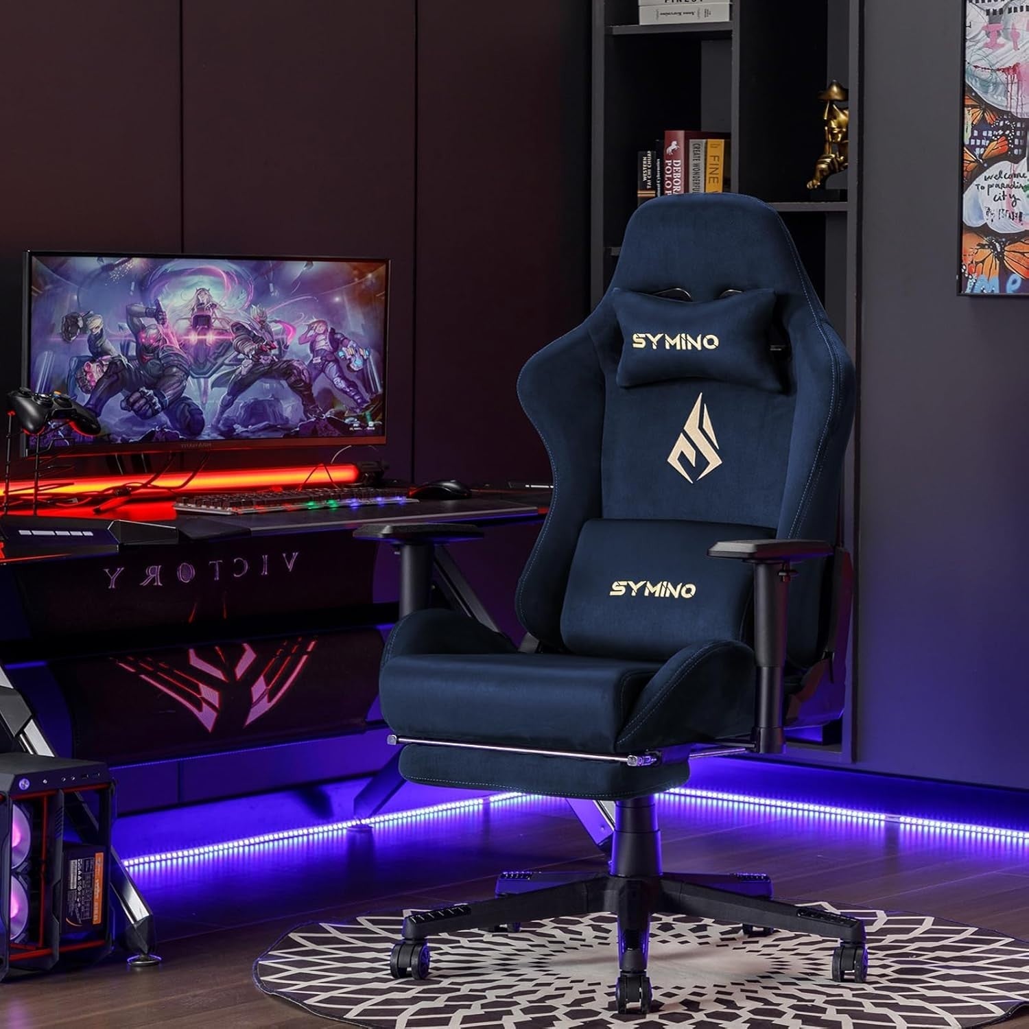 Adjustable Gaming Chair Large Faux Suede Swivel Office Desk Recliner