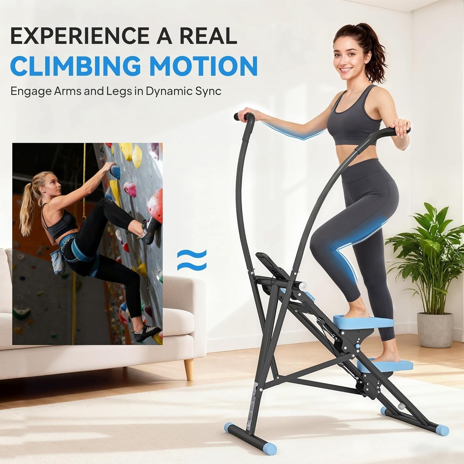 Vertical Climber Stair Stepper for Home w/ Adjustable Pedals & LCD Monitor