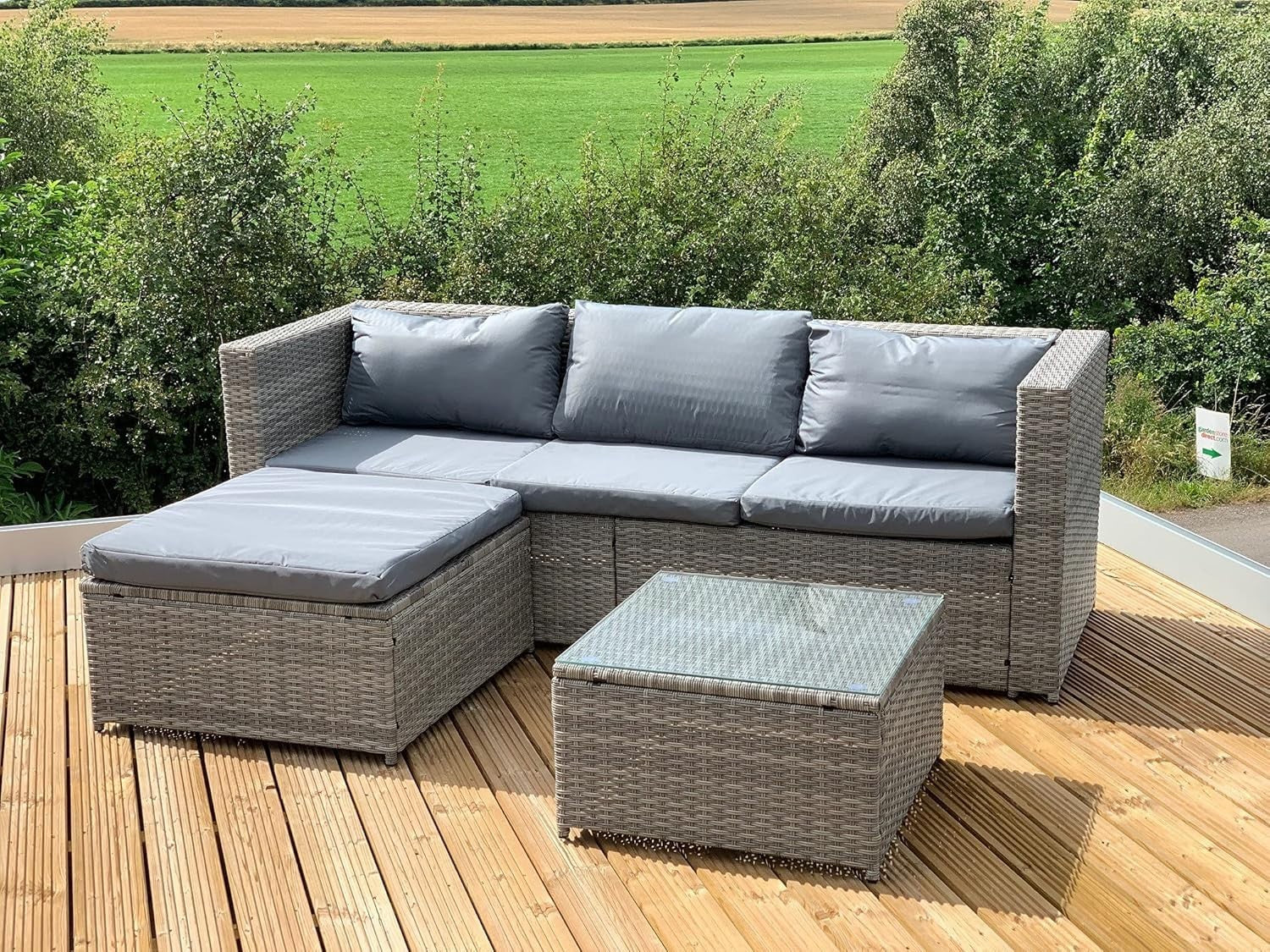 Outdoor Rattan Corner Sofa Set - Modular 4-Piece Patio Lounge, Weatherproof