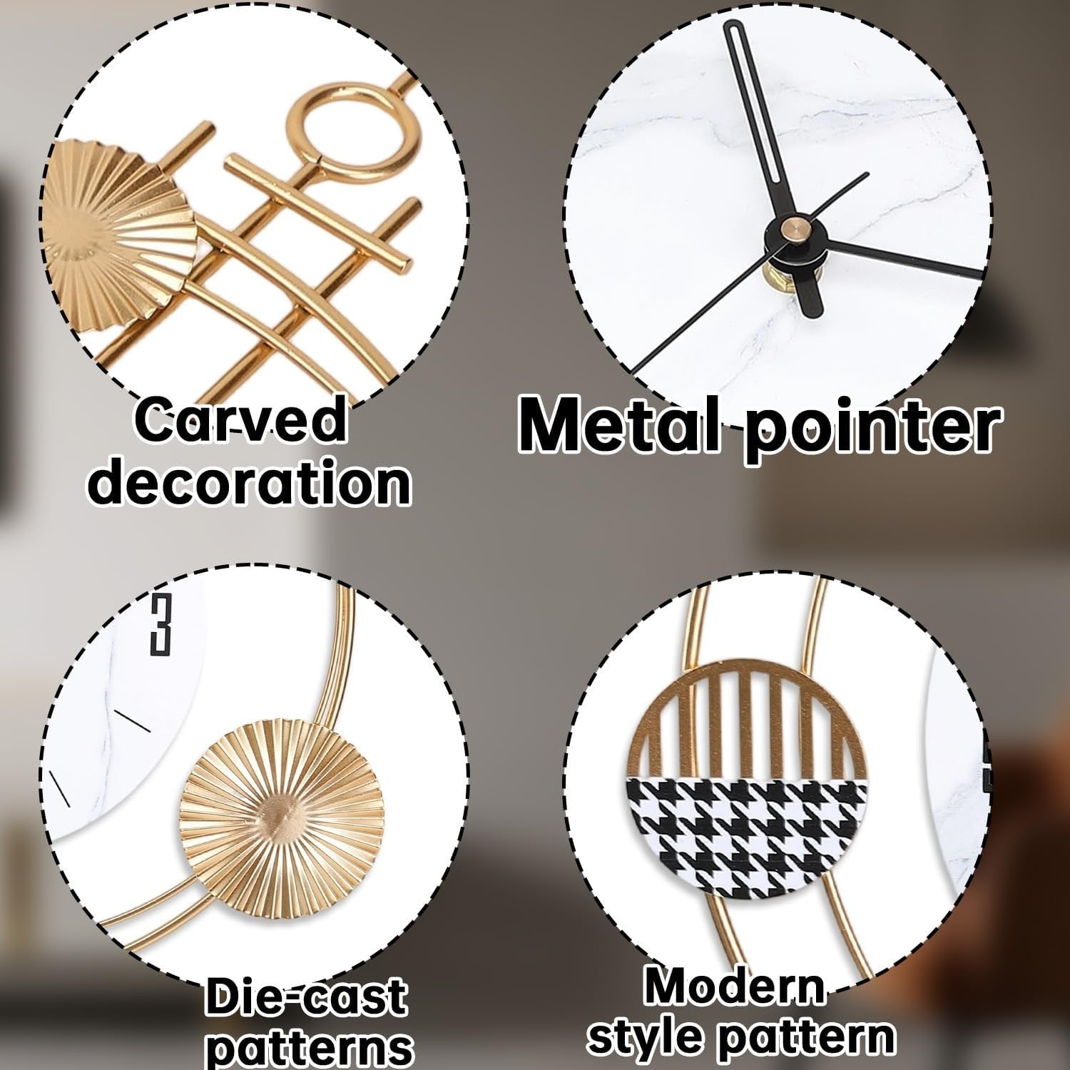 39×71cm Gold Pendulum Wall Clock – Silent Quartz Modern Large Decorative Clock