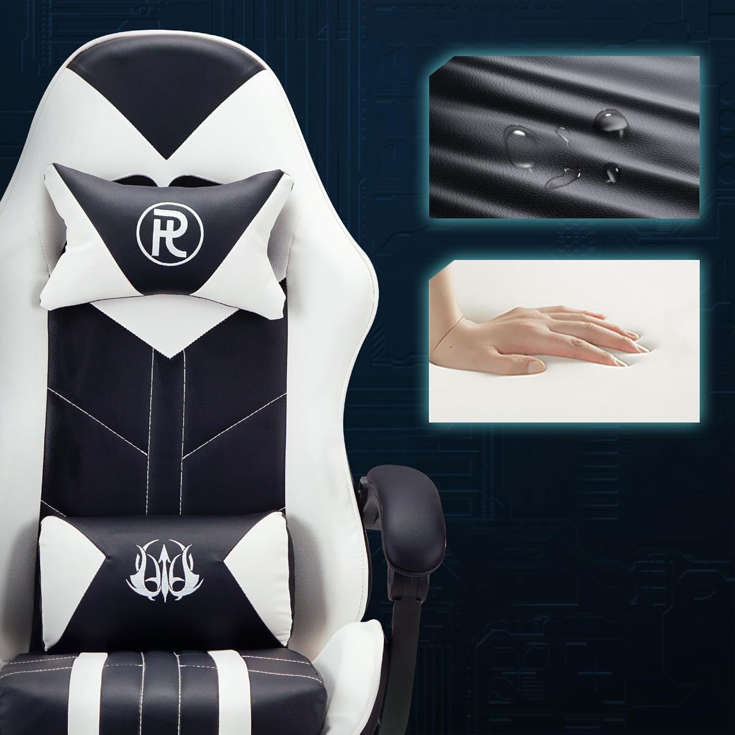 Ergonomic Gaming Chair Office Computer Desk Chair White Leather Adjustable Recli