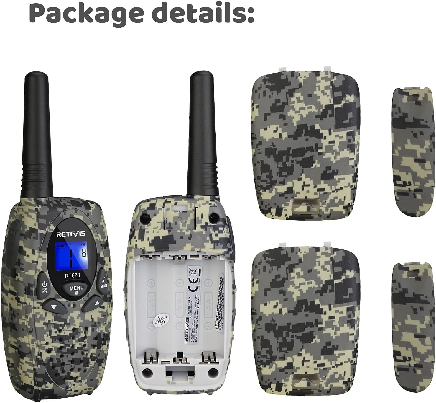 Kids Walkie Talkies Long Range 8CH VOX 2 Way Radio Pair Camouflage