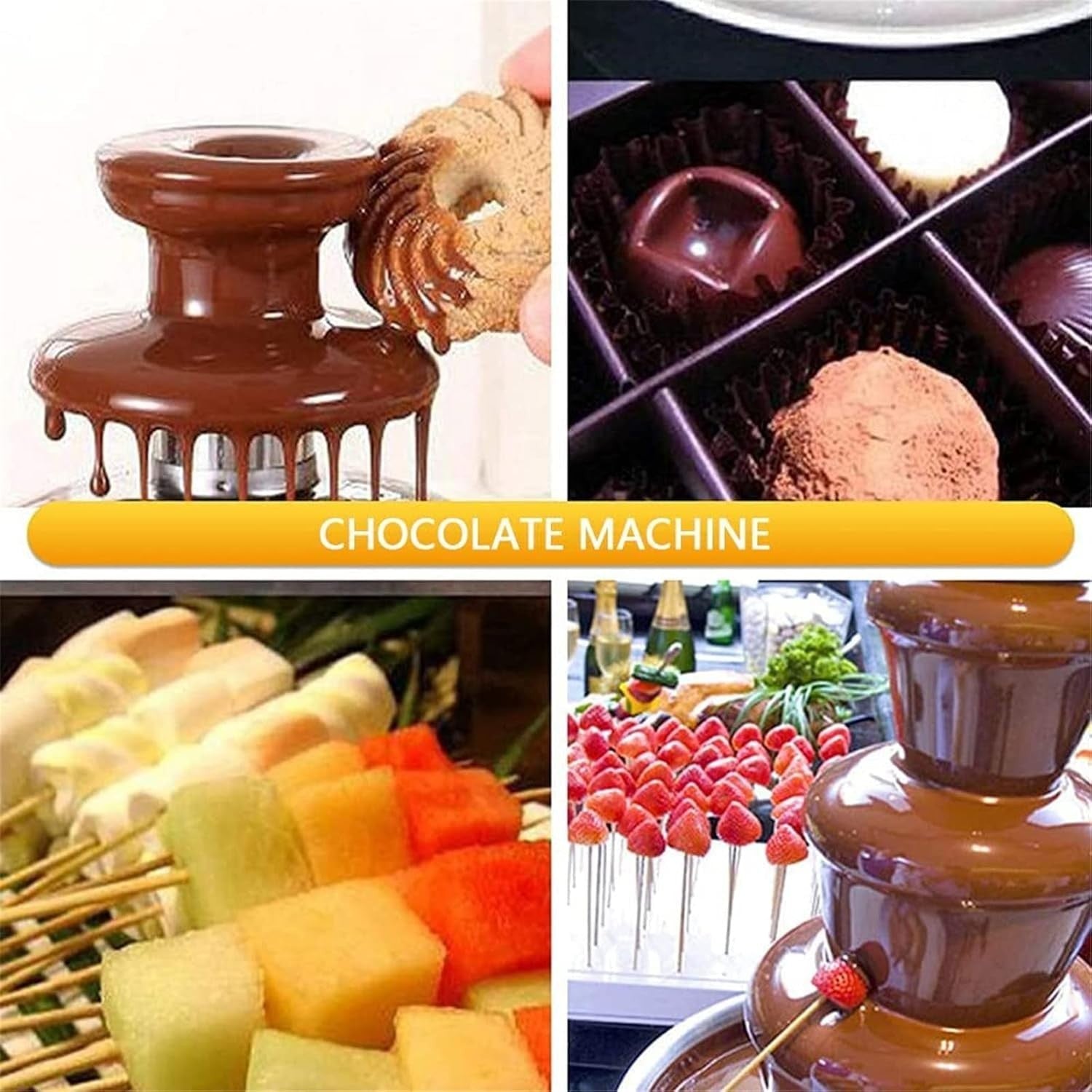 4 Tier Stainless Steel Chocolate Fountain Commercial Fondue Machine