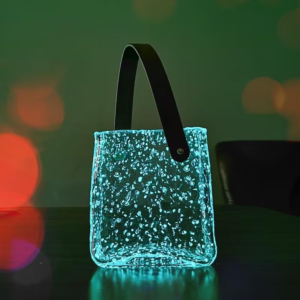 Glow Glass Bag Vase Luminous Handmade Flower Holder Table Home Decor