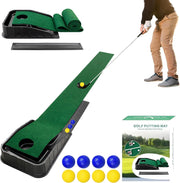 Golf Putting Mat 3x9ft Auto Ball Return Indoor Outdoor Practice Trainer