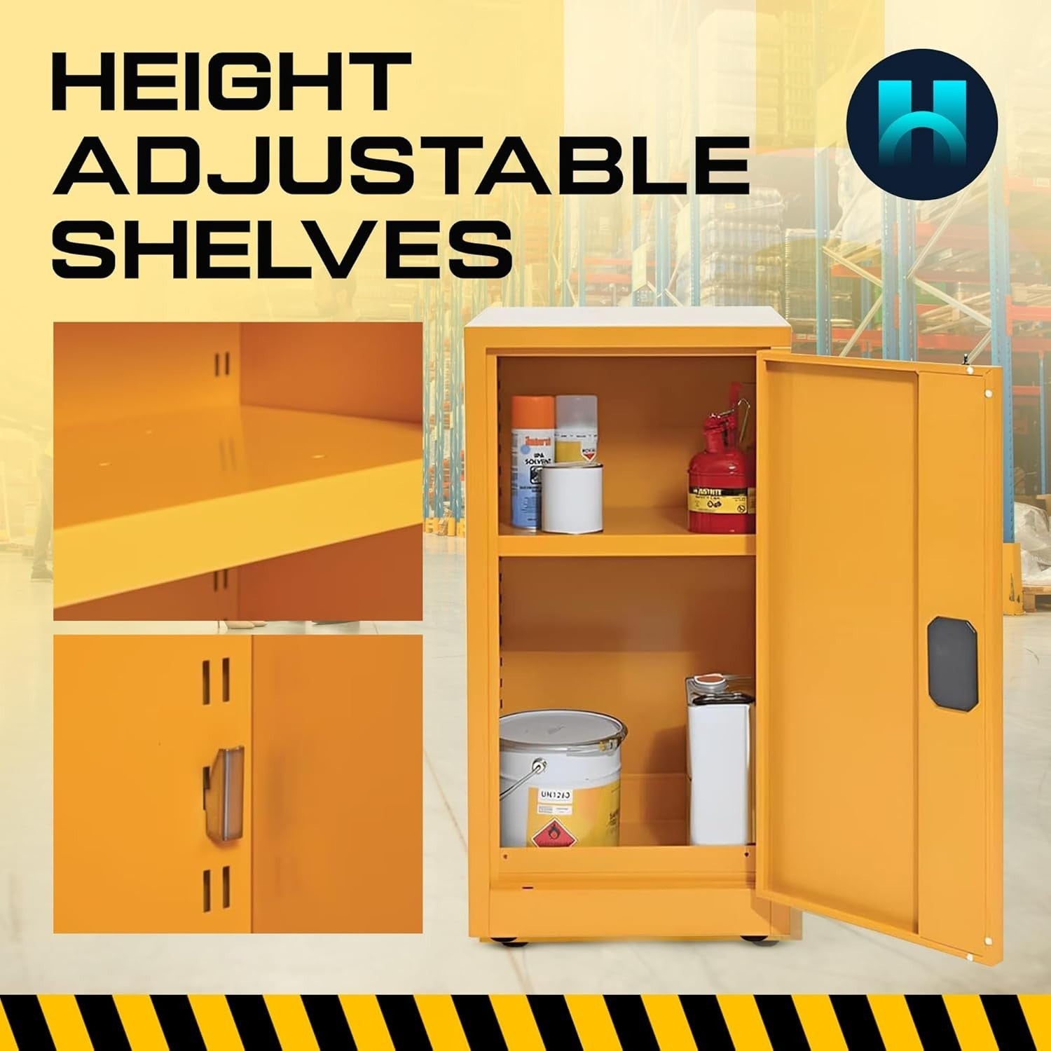 Compact Fireproof Lockable COSHH Cabinet with Adjustable Shelves 70cm