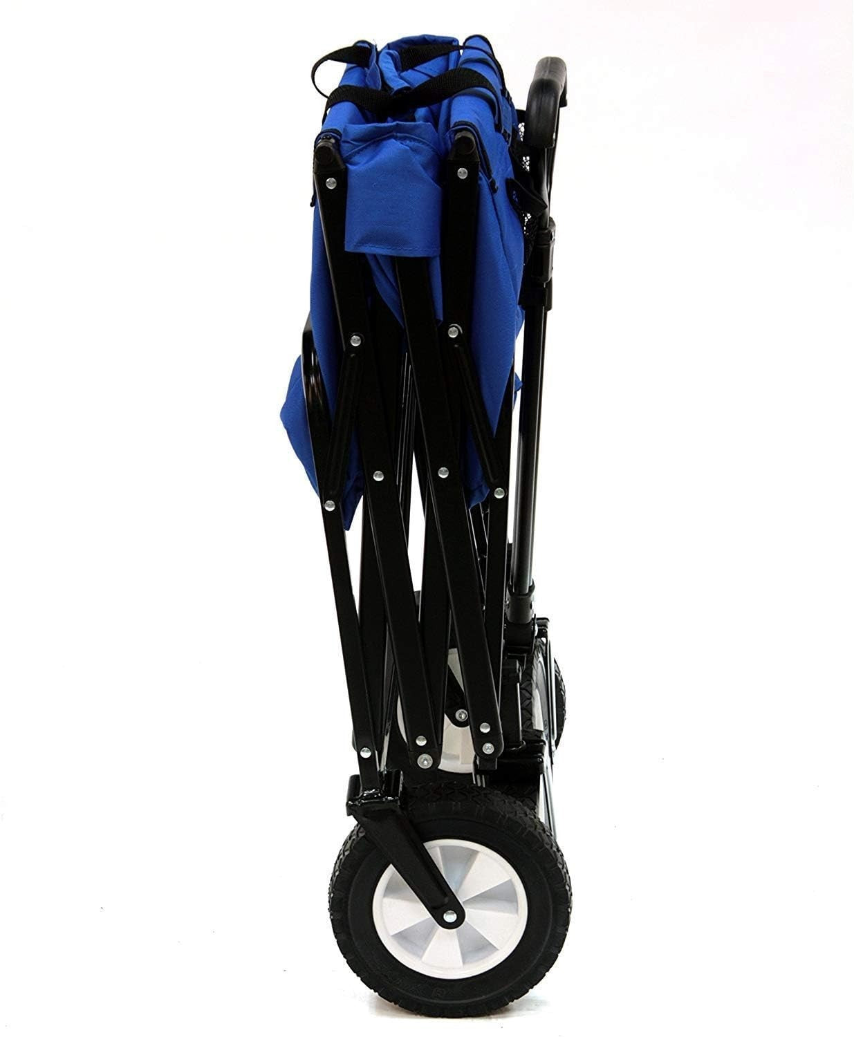 Blue Folding Utility Wagon Large Capacity Collapsible Outdoor Cart w/ Handle