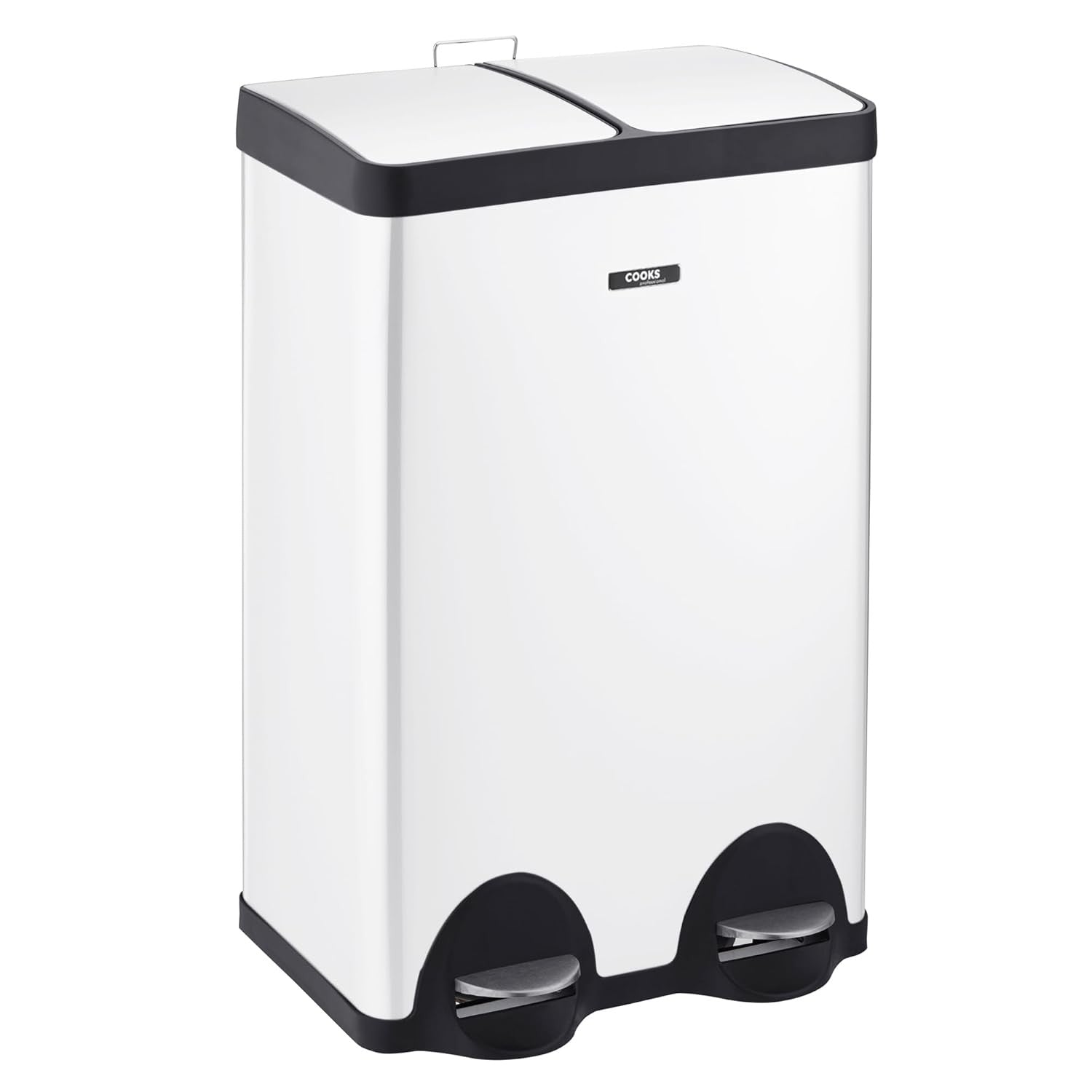 60L Dual Pedal Recycling Bin 2x30L Stainless Steel Soft Close White