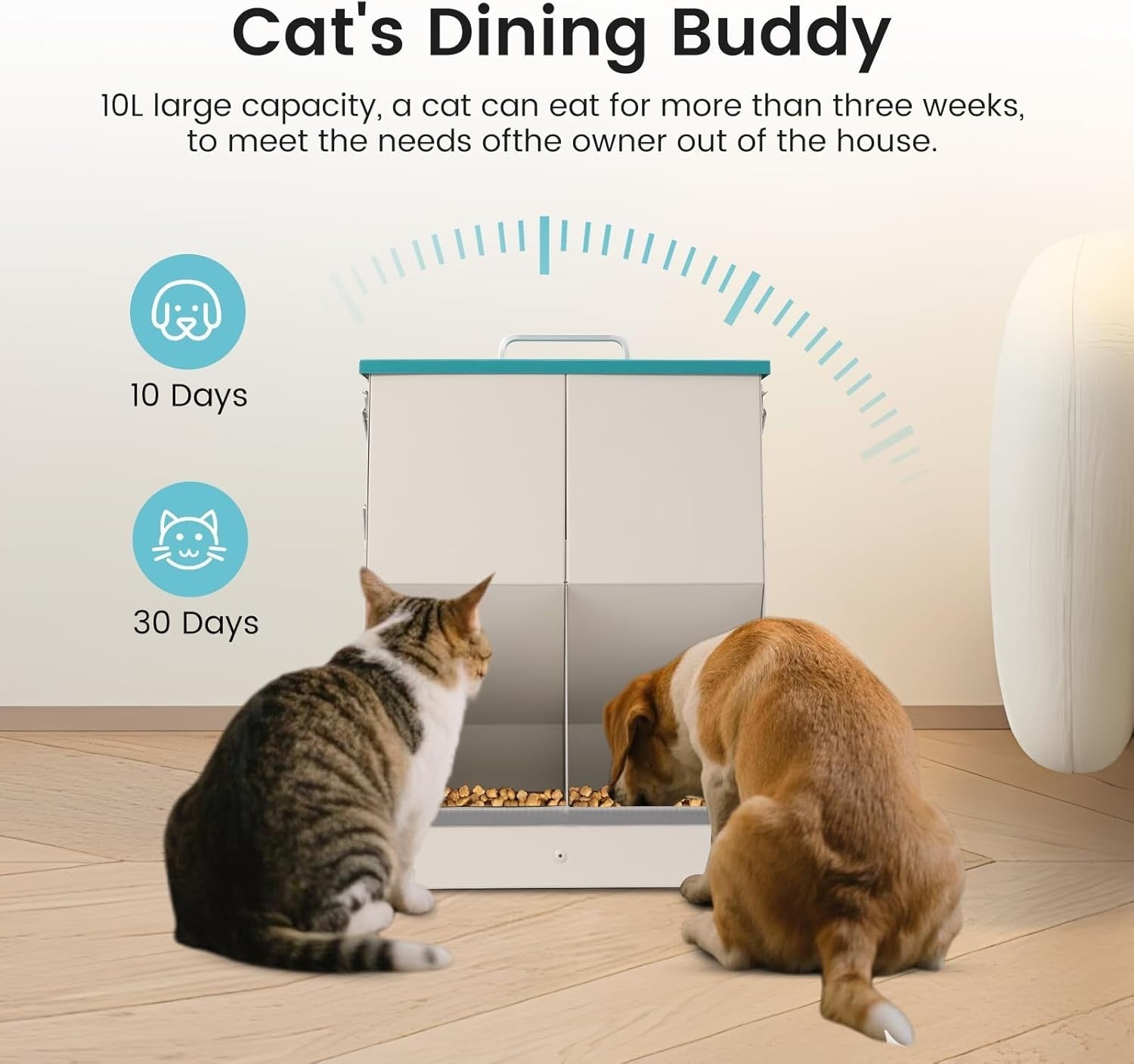 10L Dual Gravity Pet Feeder for 2 Cats Dogs Metal Food Dispenser
