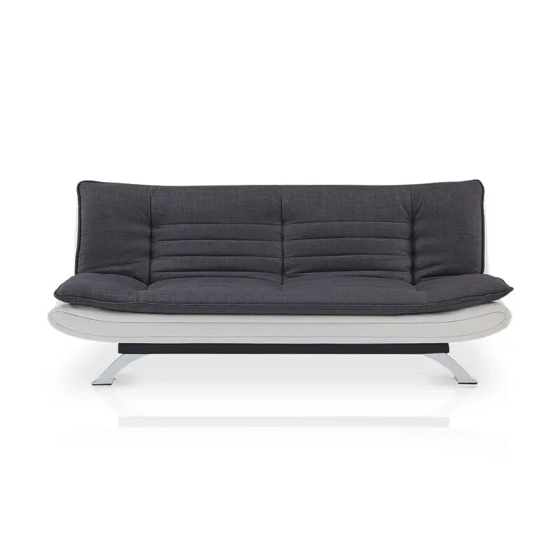 Charcoal Fabric Sofa Bed Futon 3 Seater Clic Clac White Faux Leather