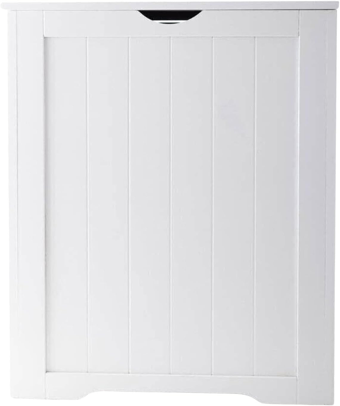 Laundry Hamper Cabinet Wooden Storage Chest with Lid White Bathroom Unit