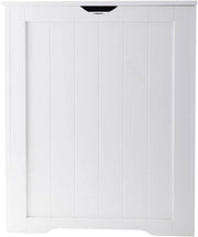 Laundry Hamper Cabinet Wooden Storage Chest with Lid White Bathroom Unit