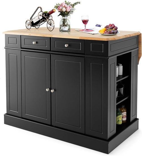 Extendable Kitchen Island with Storage Drawers & Adjustable Shelves
