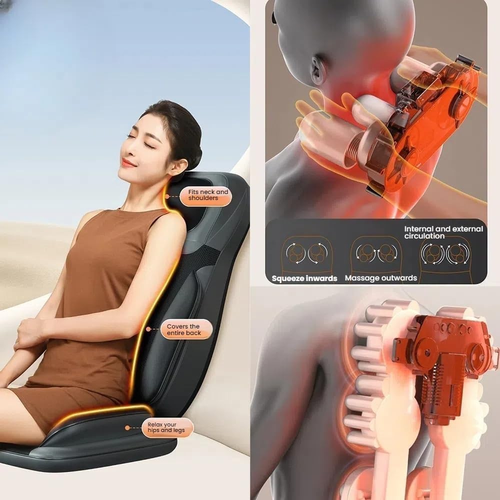 Shiatsu Back & Neck Massager Seat Pad with Heat Vibration Full Back Relief