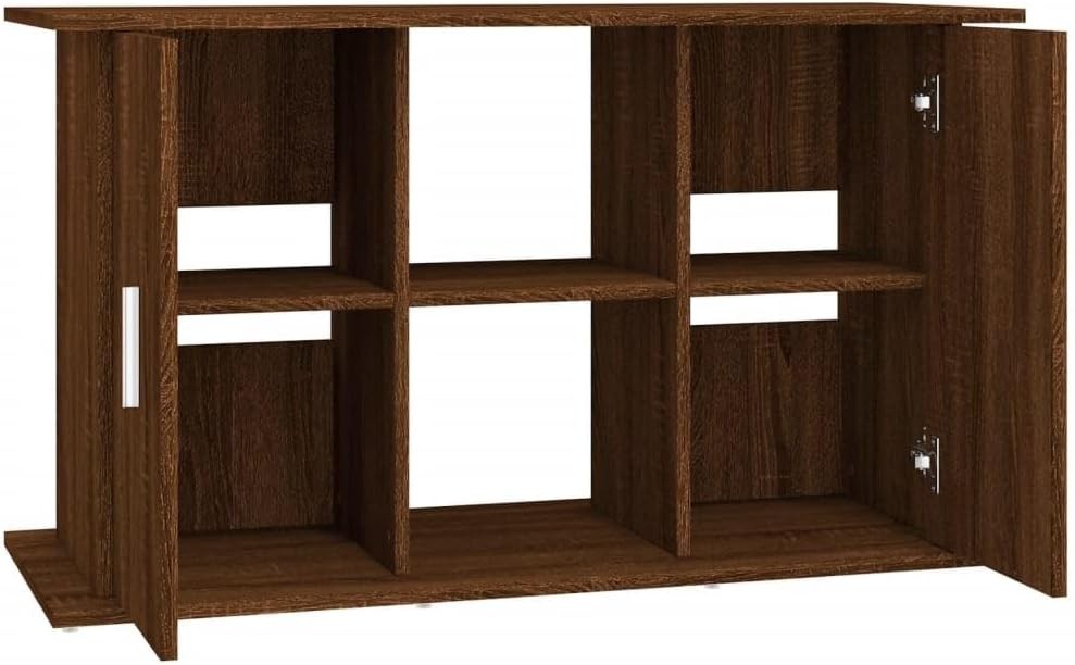 Fish Tank Cabinet Stand Brown Oak Storage Shelf Modern 121x41x58cm