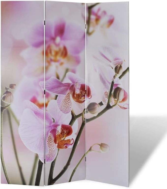 3 Panel Pink Flower Folding Room Divider 120x170cm Privacy Screen Decor