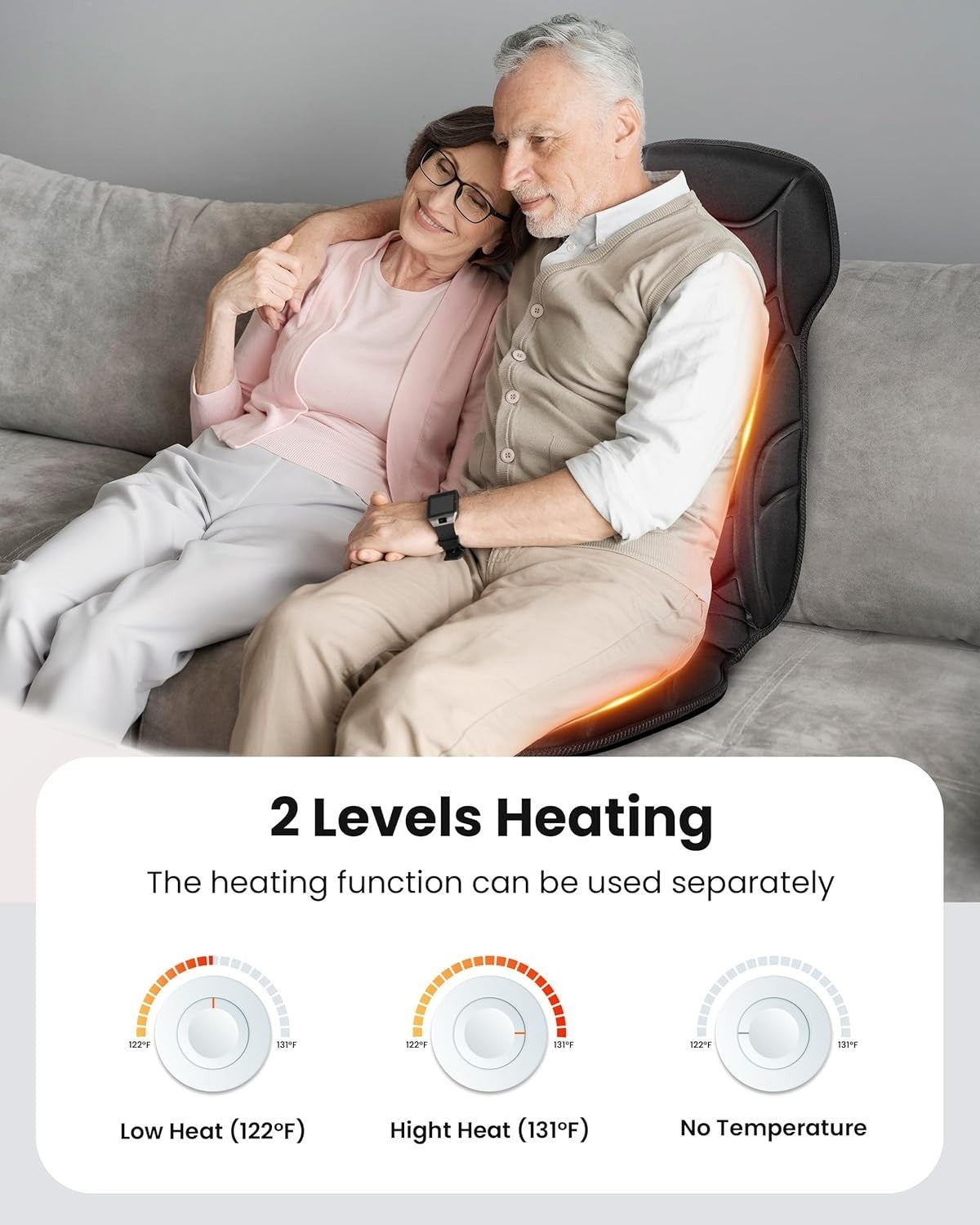 Vibration Back Massager Heat 8-Node Chair Cushion Pain Relief Home Office Pad