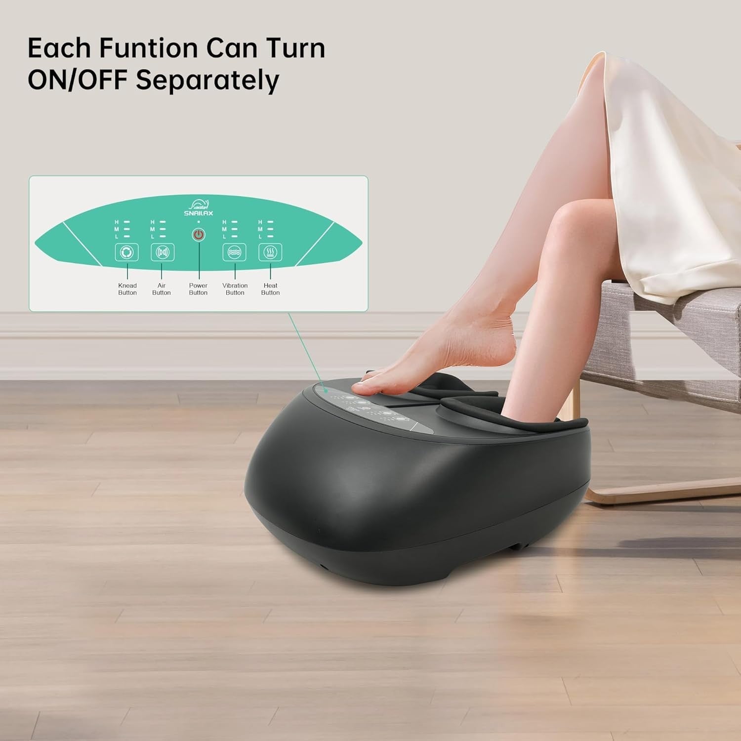 Electric Foot Massager Heat Compression Deep Kneading Vibration Pain Relief