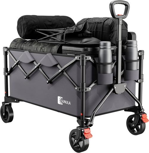 Sunula Folding Festival Trolley 250L Heavy Duty Camping Wagon 330lbs Grey