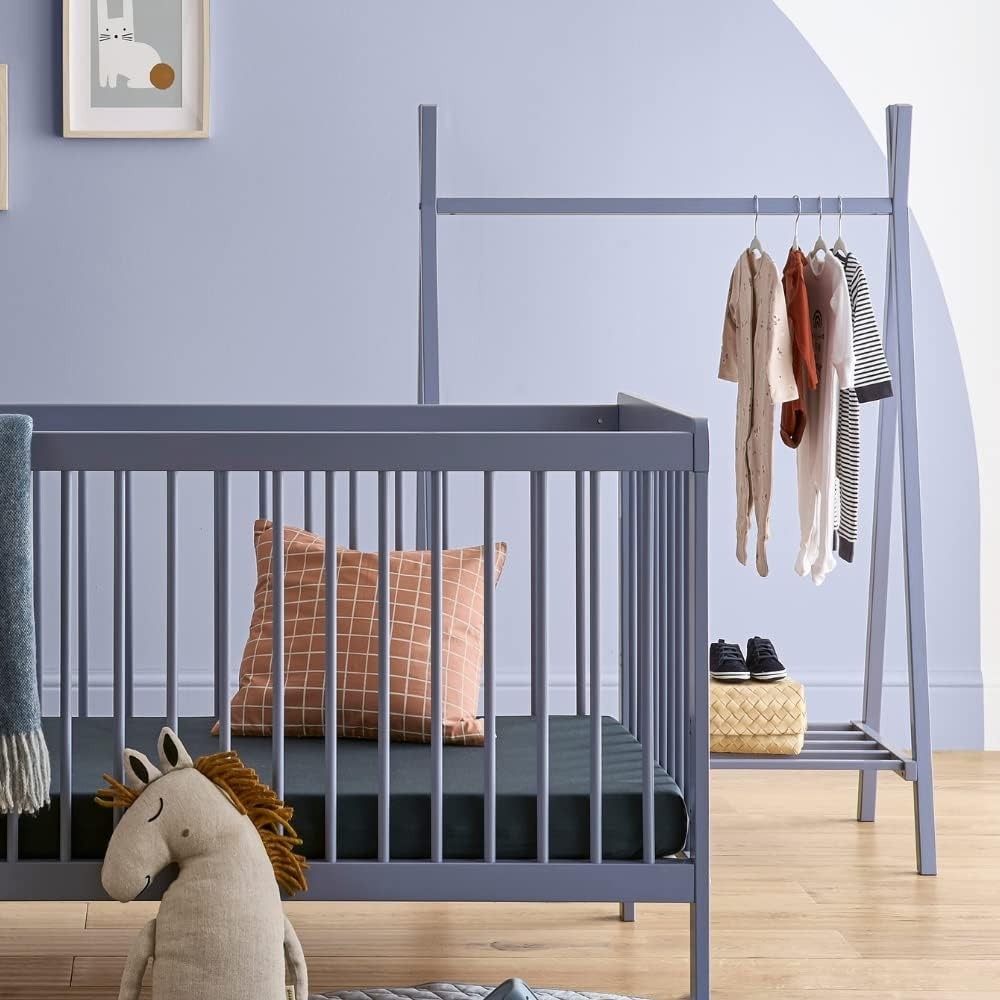 Flint Blue Baby Clothes Rail with Shoe Shelf 137cm