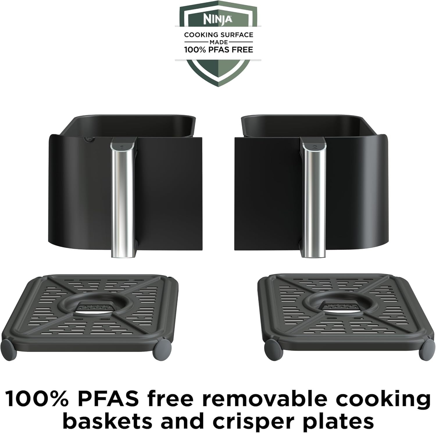 Dual Basket Air Fryer 10QT Smart Thermometer Smart Finish Match Cook XL Grey