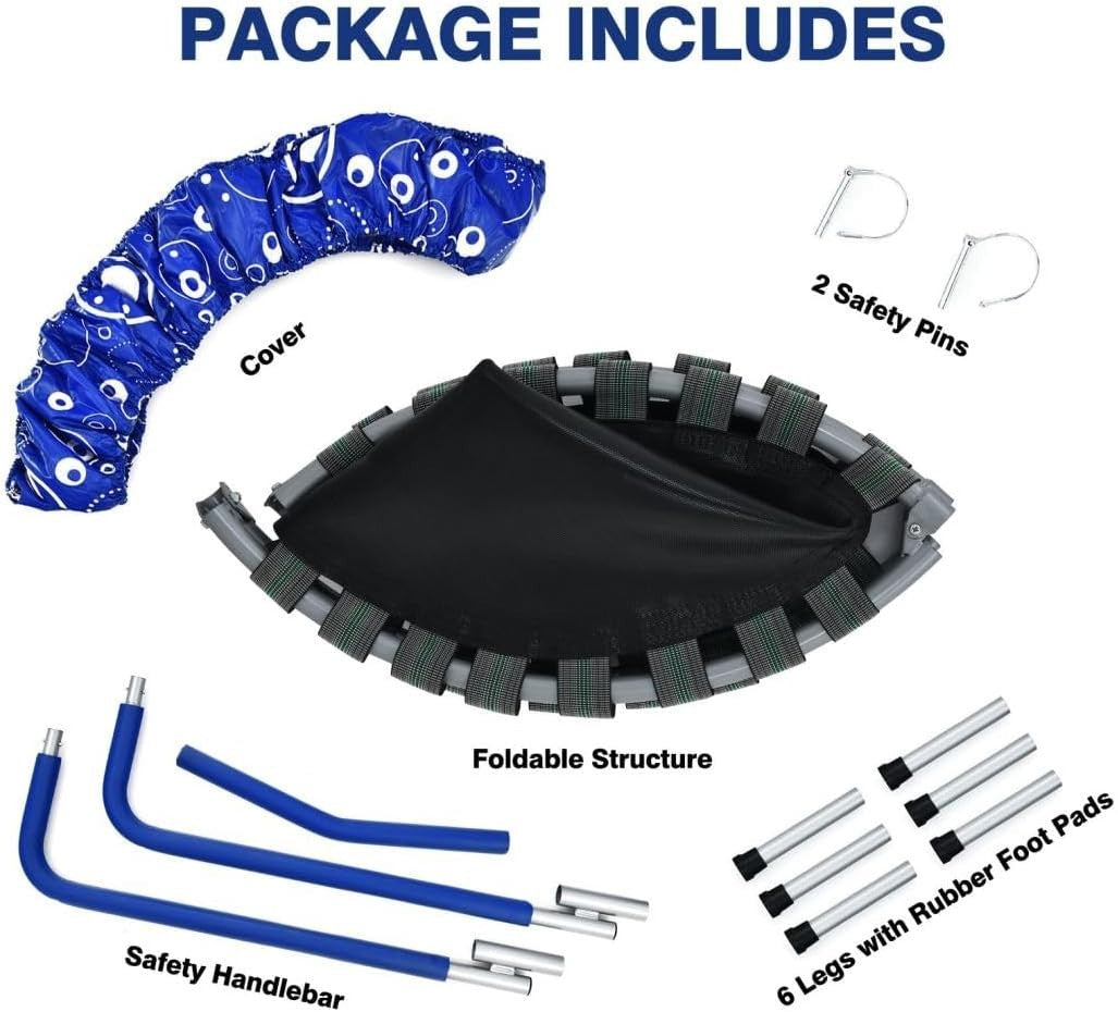36'' Kids Foldable Trampoline with Foam Handle Quiet Indoor Outdoor