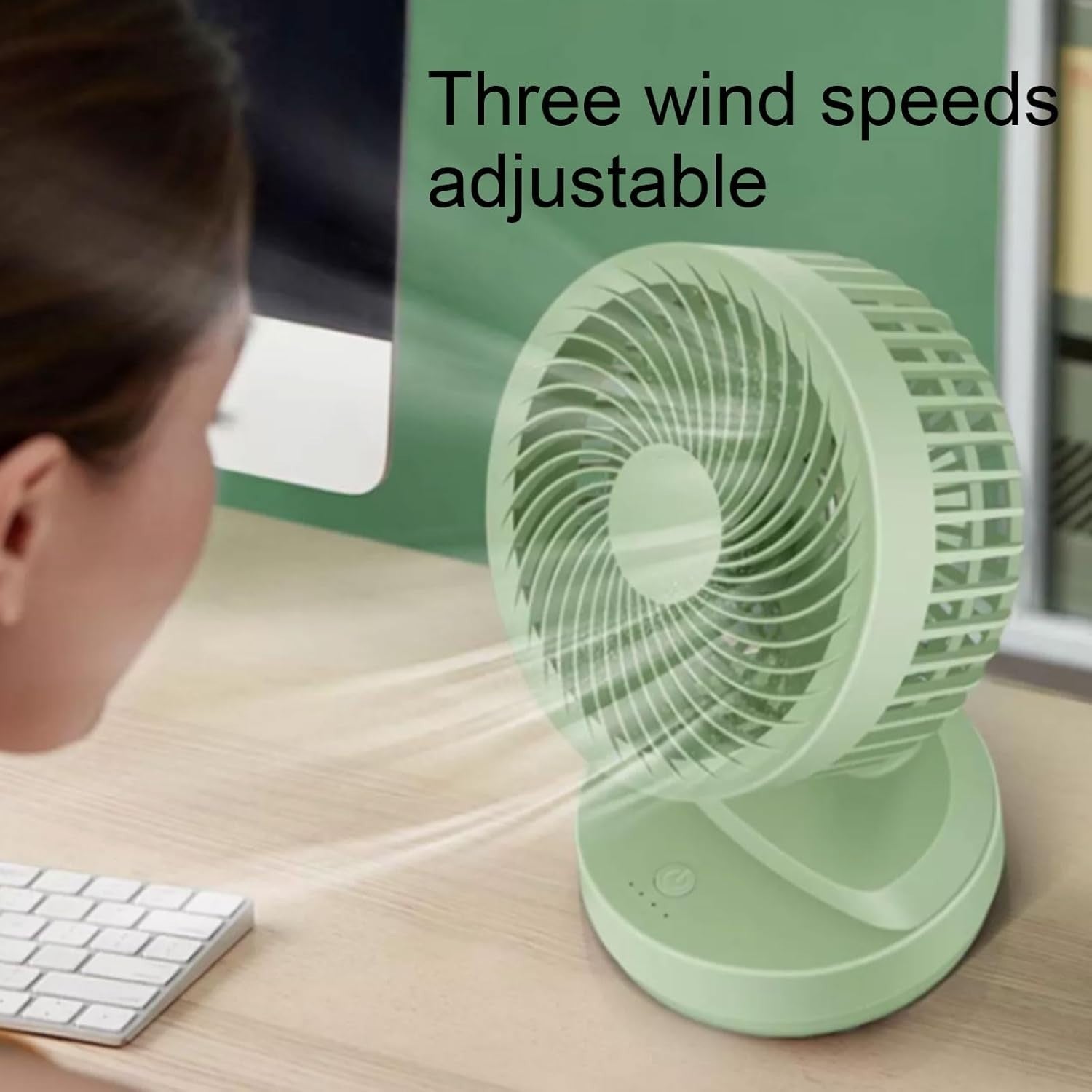 White Compact Desktop Fan – Silent 3-Speed Oscillating Mini Table Cooling Fan