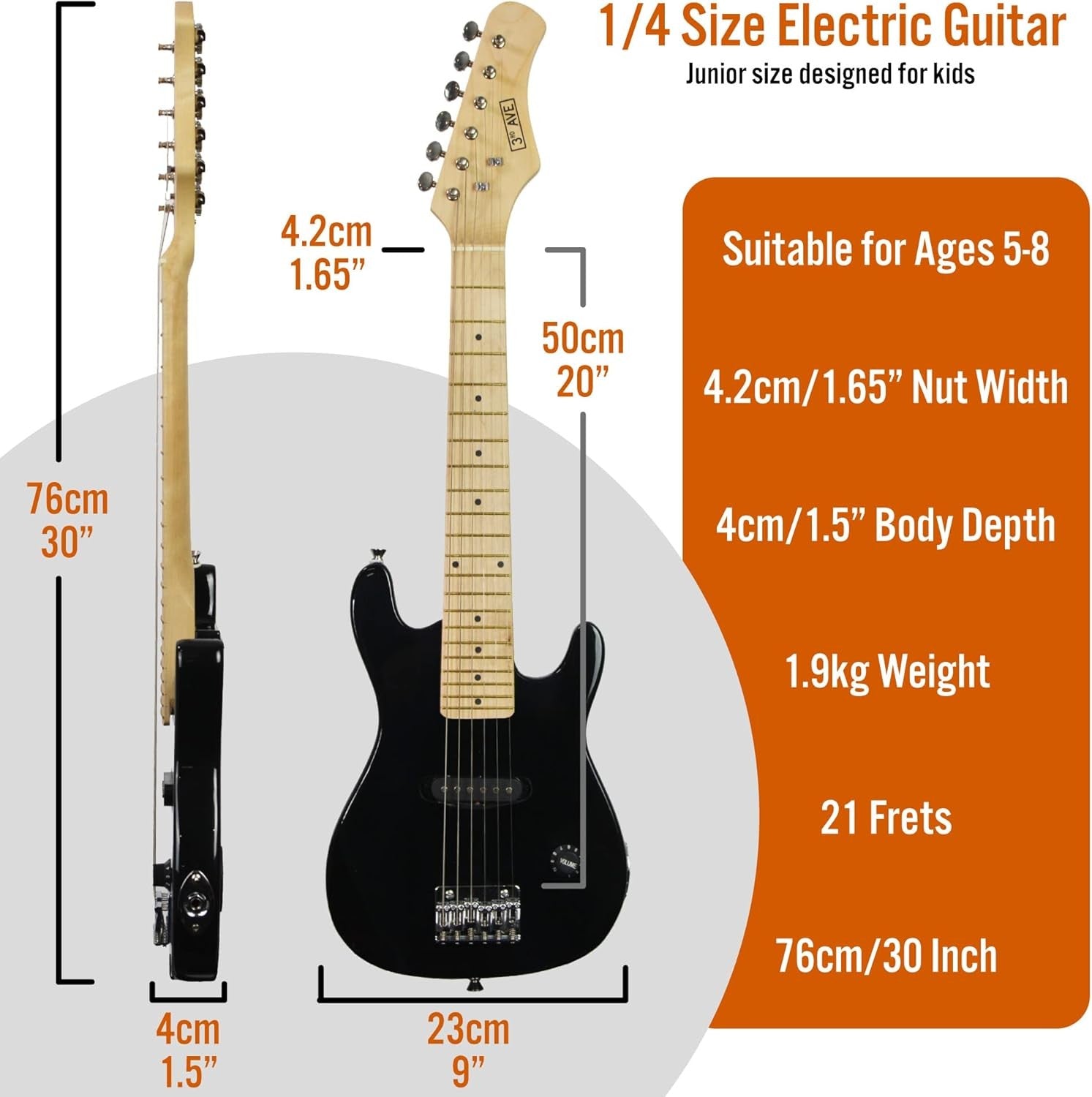 Kids 1/4 Size Electric Guitar Starter Kit with Amp & Accessories