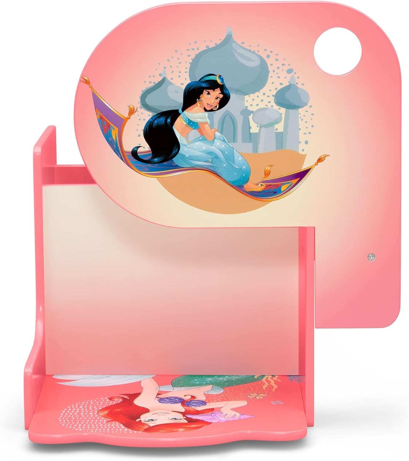 Kids Pink Princess Office Chair with Storage Bin, Comfortable & Space-Saving