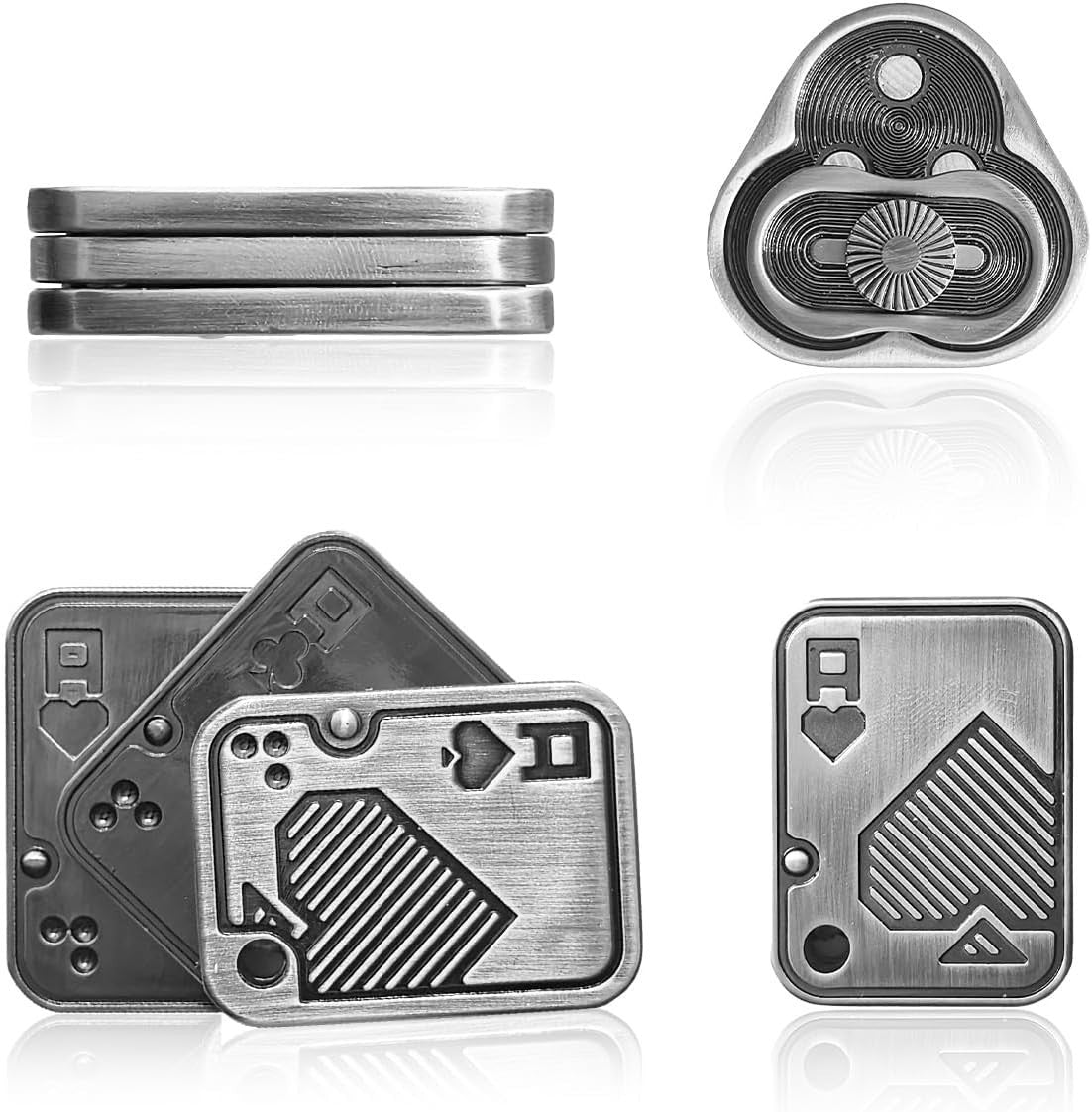2pc Metal Fidget Set Poker Card Triangle Spinner Stress Relief