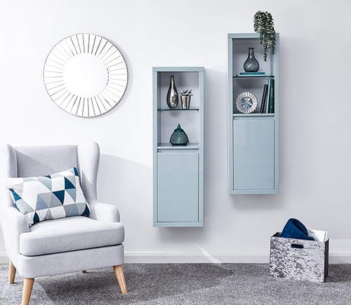 Modern LED Wall Display Cabinet – Floating Storage Unit with Glass Shelves