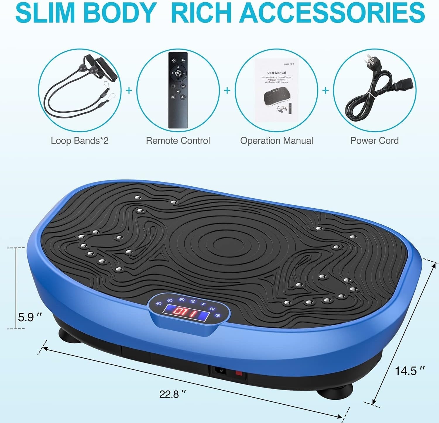 Blue Vibration Plate Exercise Machine Whole Body Workout 120 Levels