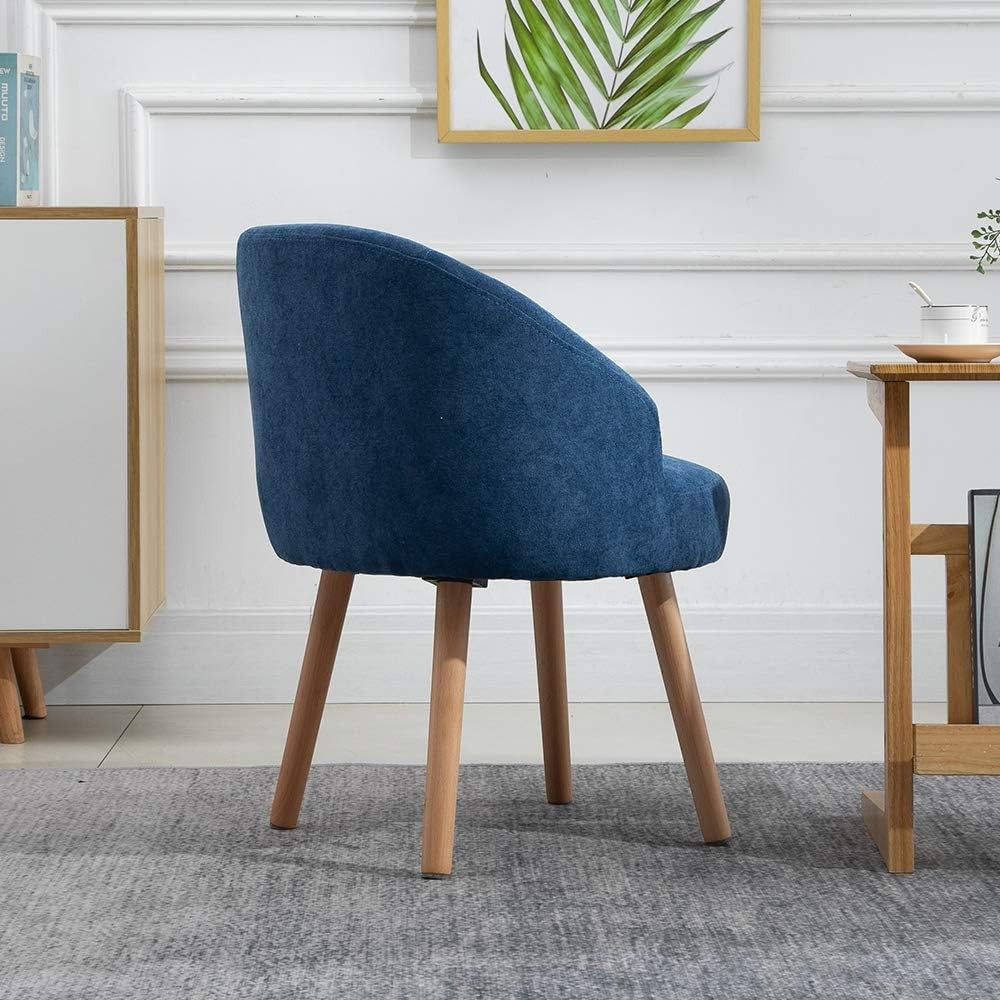 Set of 2 Blue Linen Tub Chairs Accent Bedroom Lounge Seats