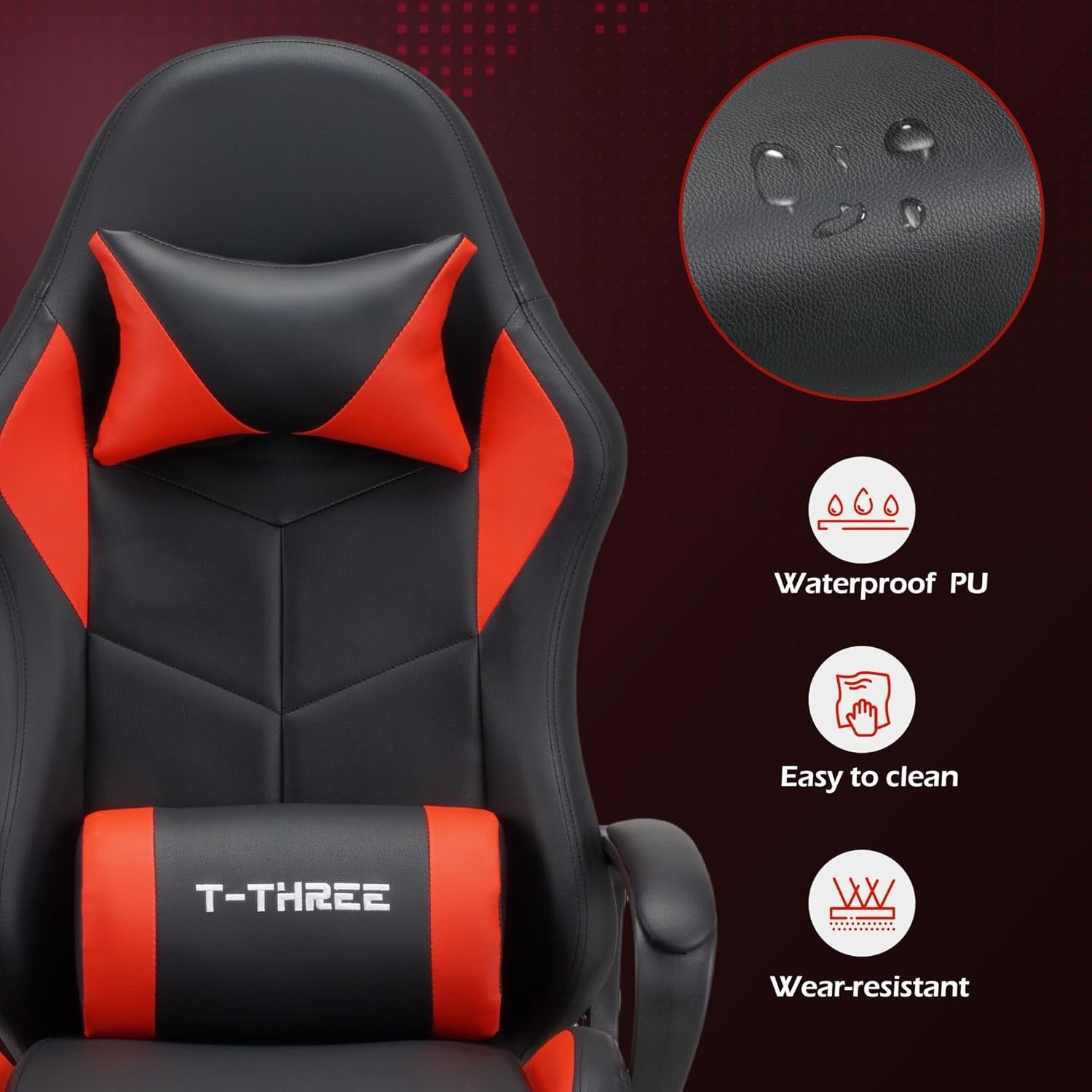 Ergonomic Gaming Chair High Back Swivel Office Desk Chair Red