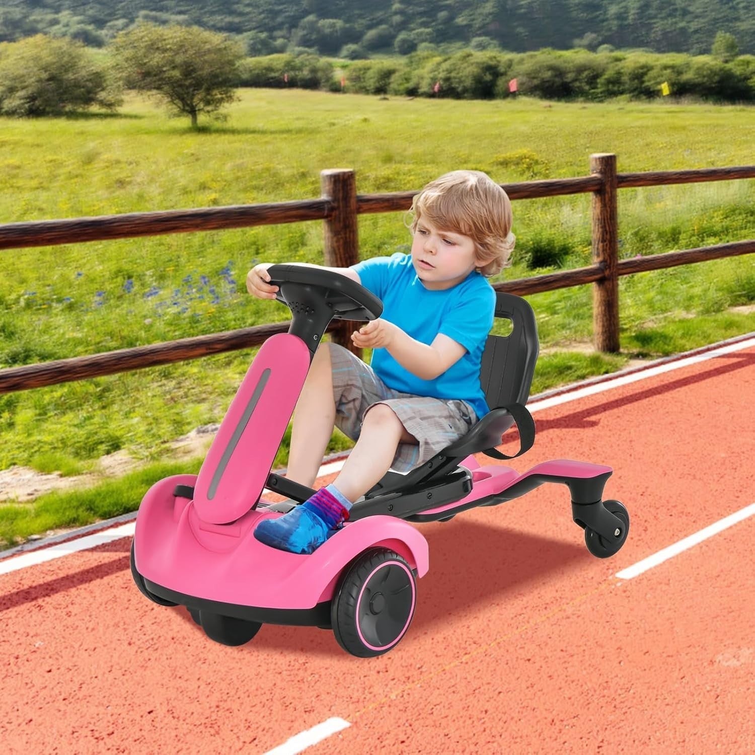 Electric Ride On Racing Car 6V Drift Kart 360 Spin Kids Pink Toy