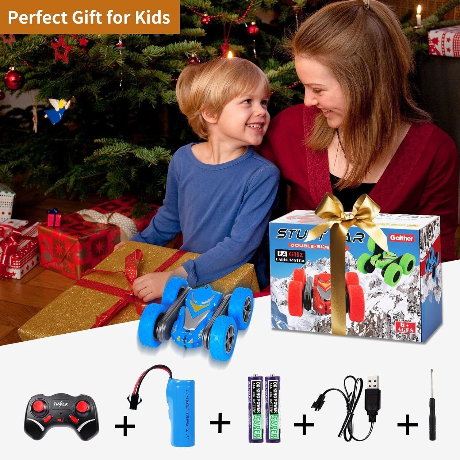 Galther 4WD RC Stunt Car – 360° Flip, LED Lights, 2.4GHz Off-Road Remote Control