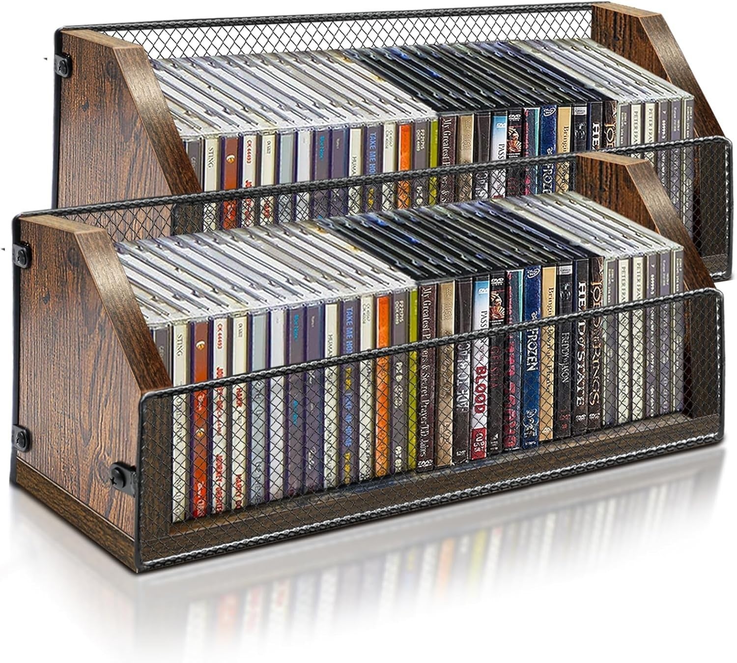 CD Storage Rack Holds 64 Cases Desktop Organizer DVD Game Shelf