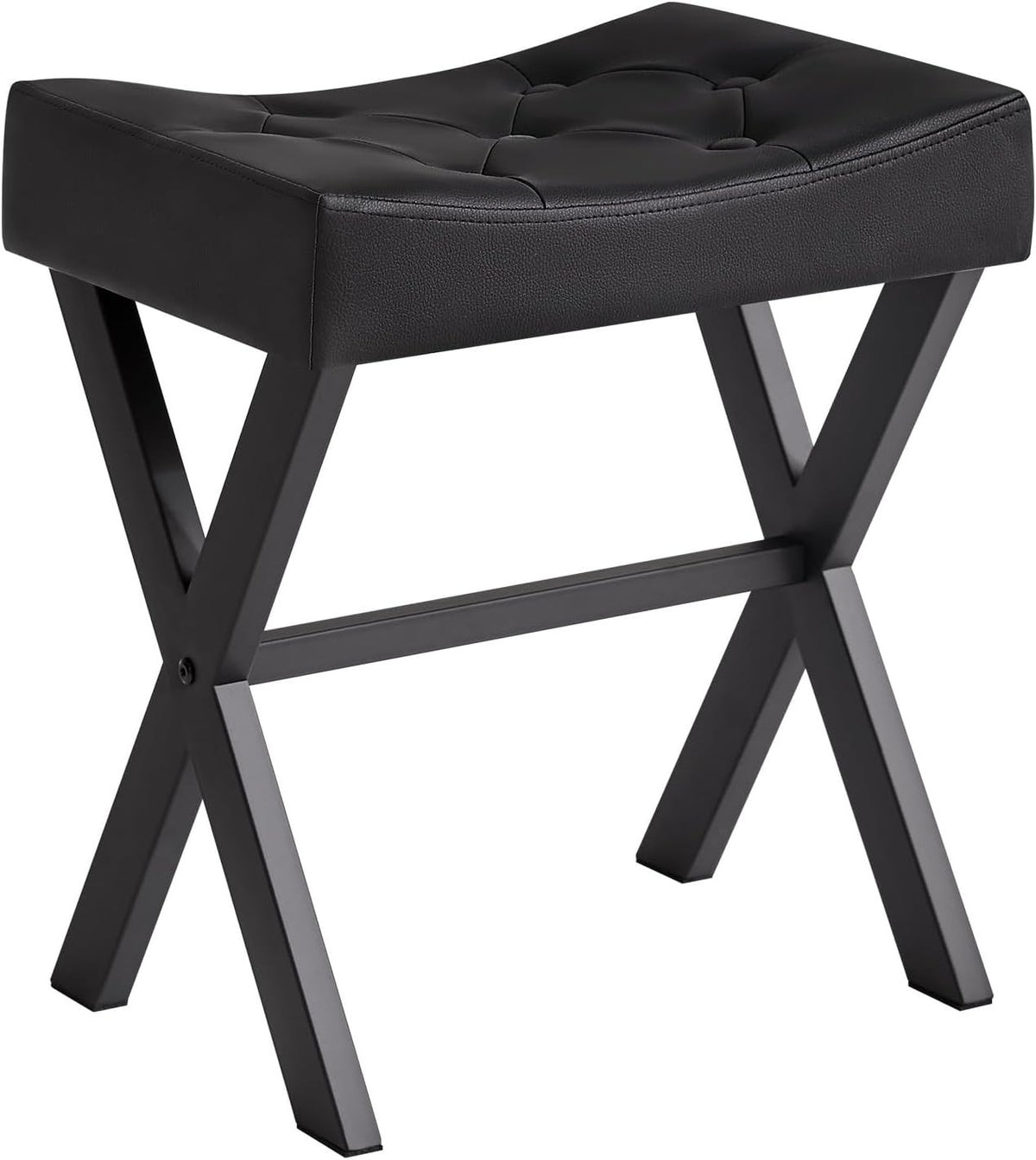 U-Shape PU Vanity Stool with X-Legs – Modern Makeup Seat & Footrest
