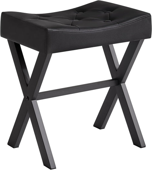 U-Shape PU Vanity Stool with X-Legs – Modern Makeup Seat & Footrest