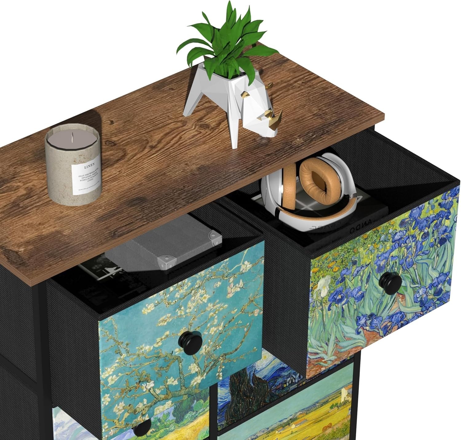 Van Gogh Style 8 Drawer Chest Dresser Fabric Storage Unit Bedroom