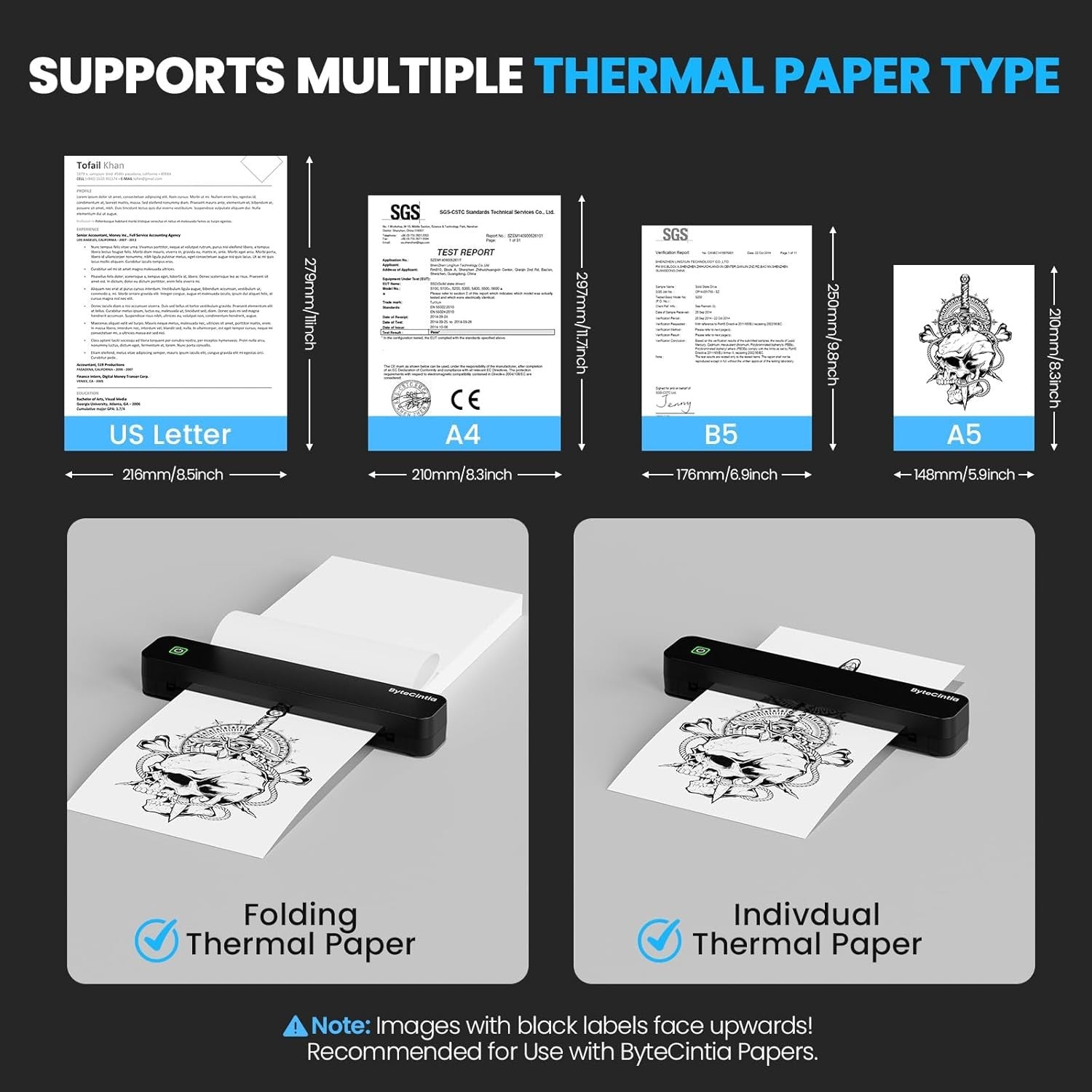 Portable A4 Bluetooth Thermal Printer Inkless Travel