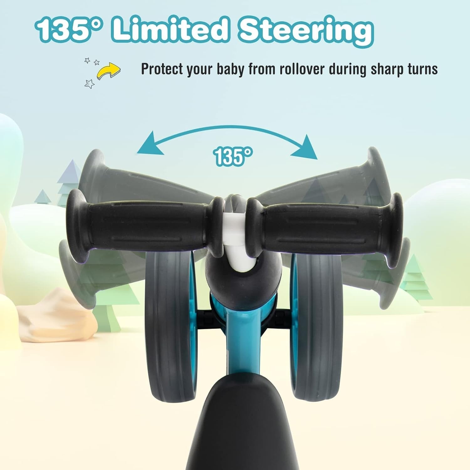 Baby Balance Bike 4 Wheel Toddler Walker Ride On No Pedal Age 1-2 Blue
