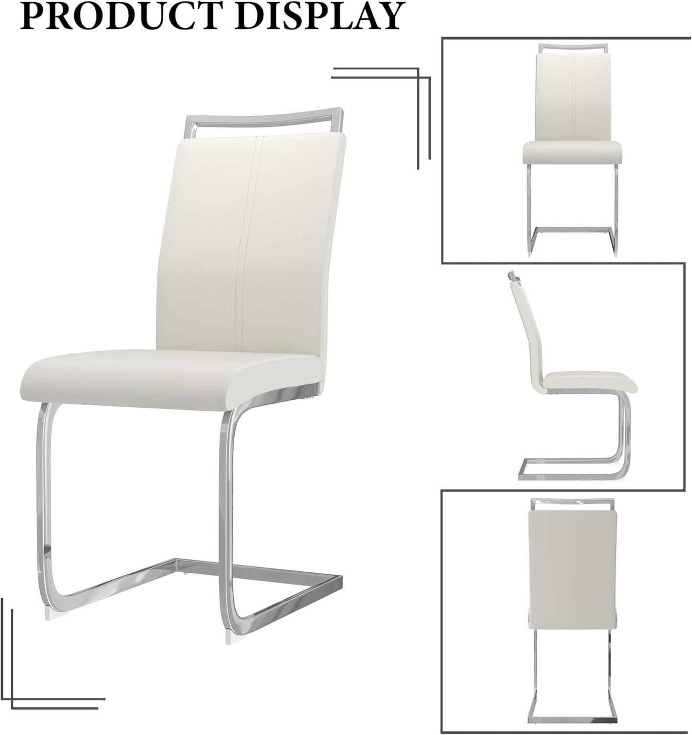 Rectangular Tempered Glass Dining Table Set with 4 Ergonomic PVC Chairs
