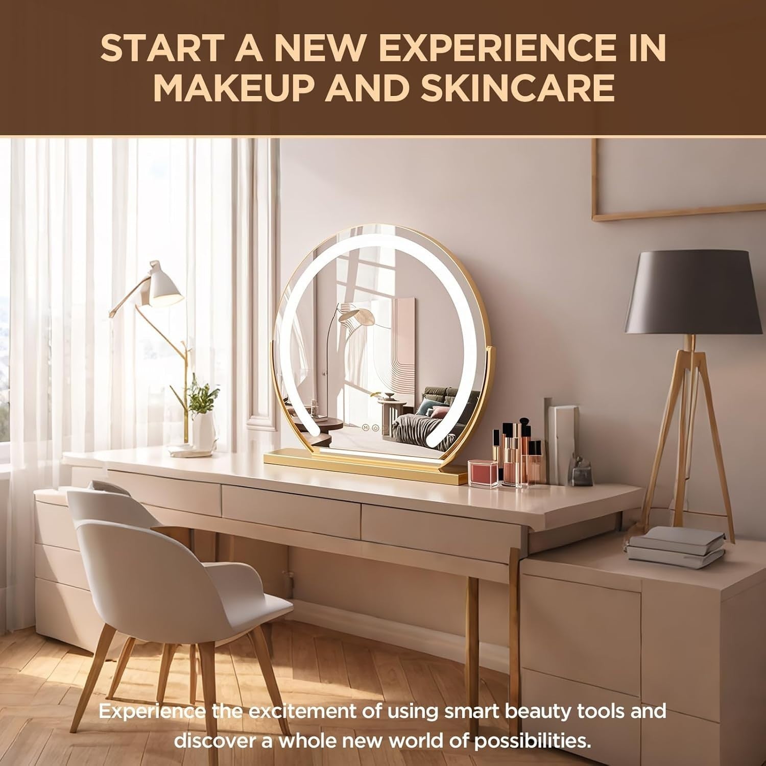Hollywood Vanity Mirror with LED Lights, 23"x18", 3 Modes, Makeup & Desk