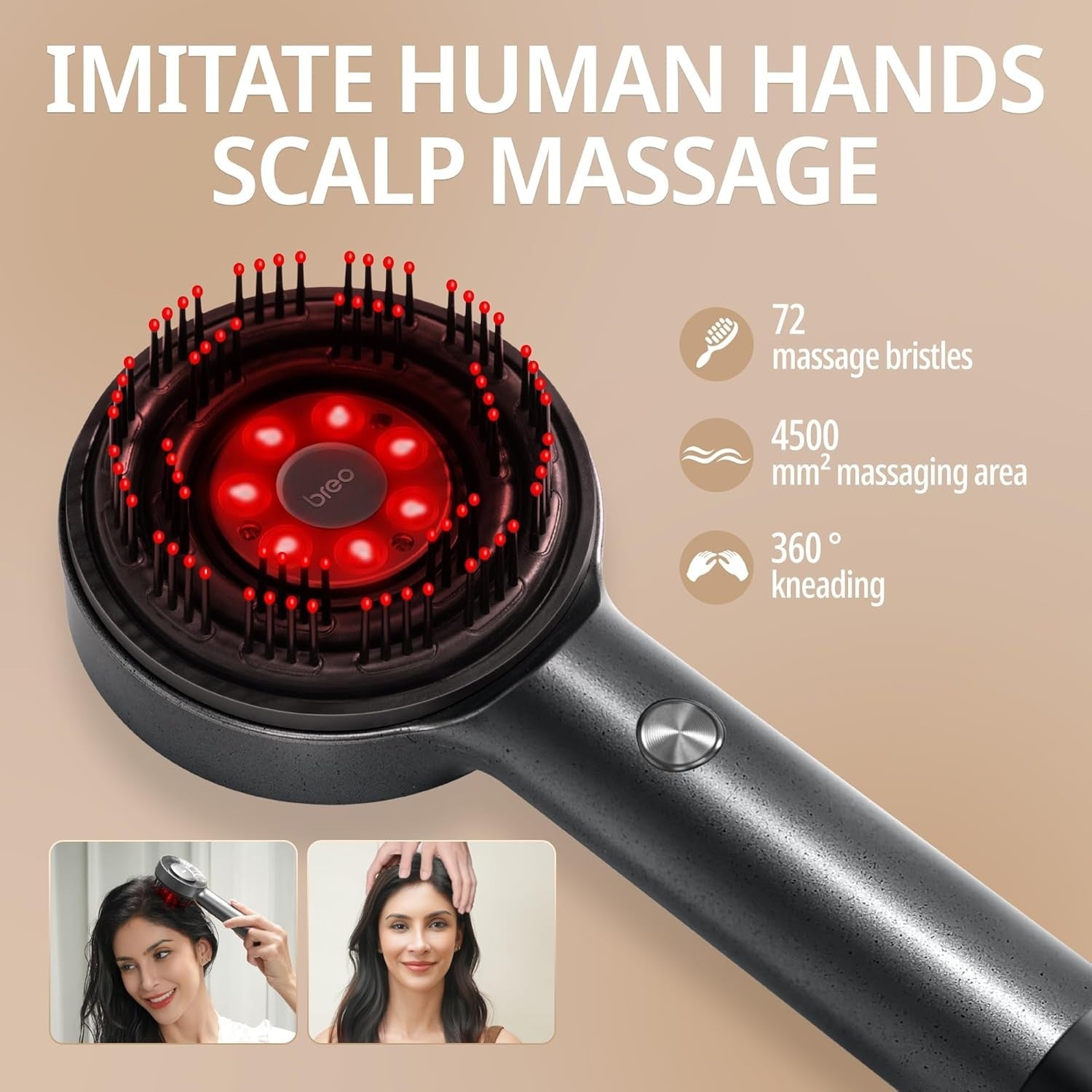 Cordless Laser Hair Regrowth Device with Red Light Therapy & Scalp Massage