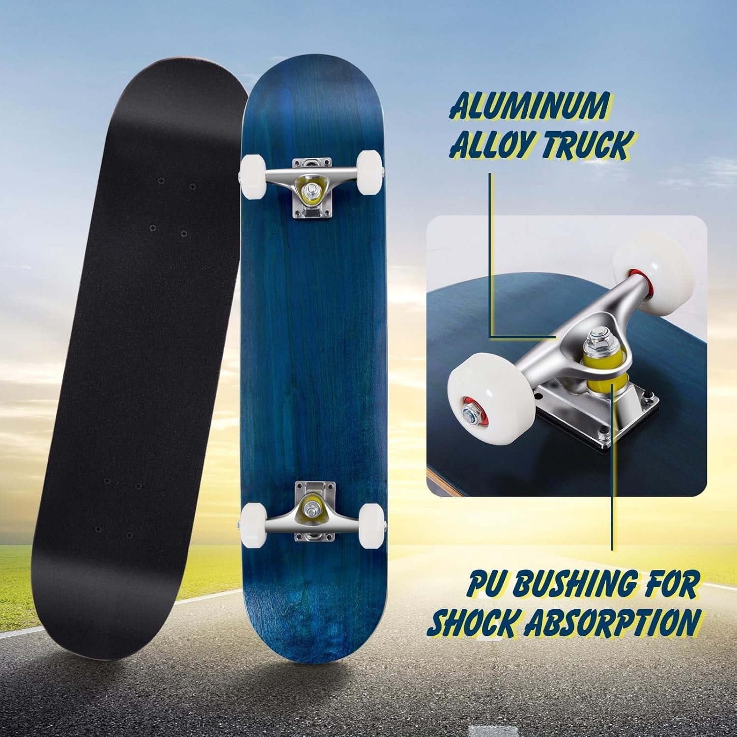 Complete 31" Maple Skateboard Deck ABEC-7 Bearings Kids Teens Adults