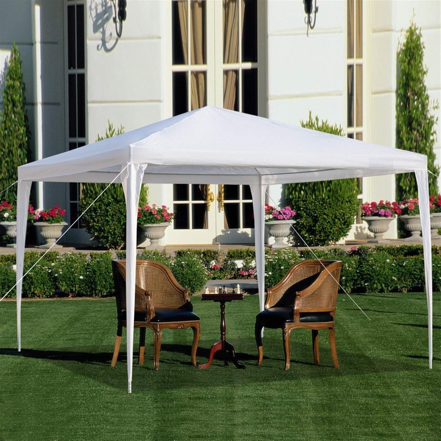 10x10ft Patio Gazebo Party Tent w/ 3 Side Walls White Waterproof Canopy