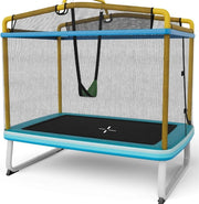 6FT Kids 3-in-1 Trampoline with Safety Net Swing Bar Indoor Outdoor