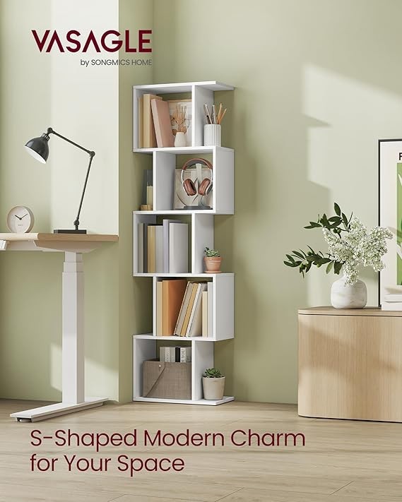 6-Tier White Cube Bookcase Room Divider Modern Display Storage Shelf 159cm