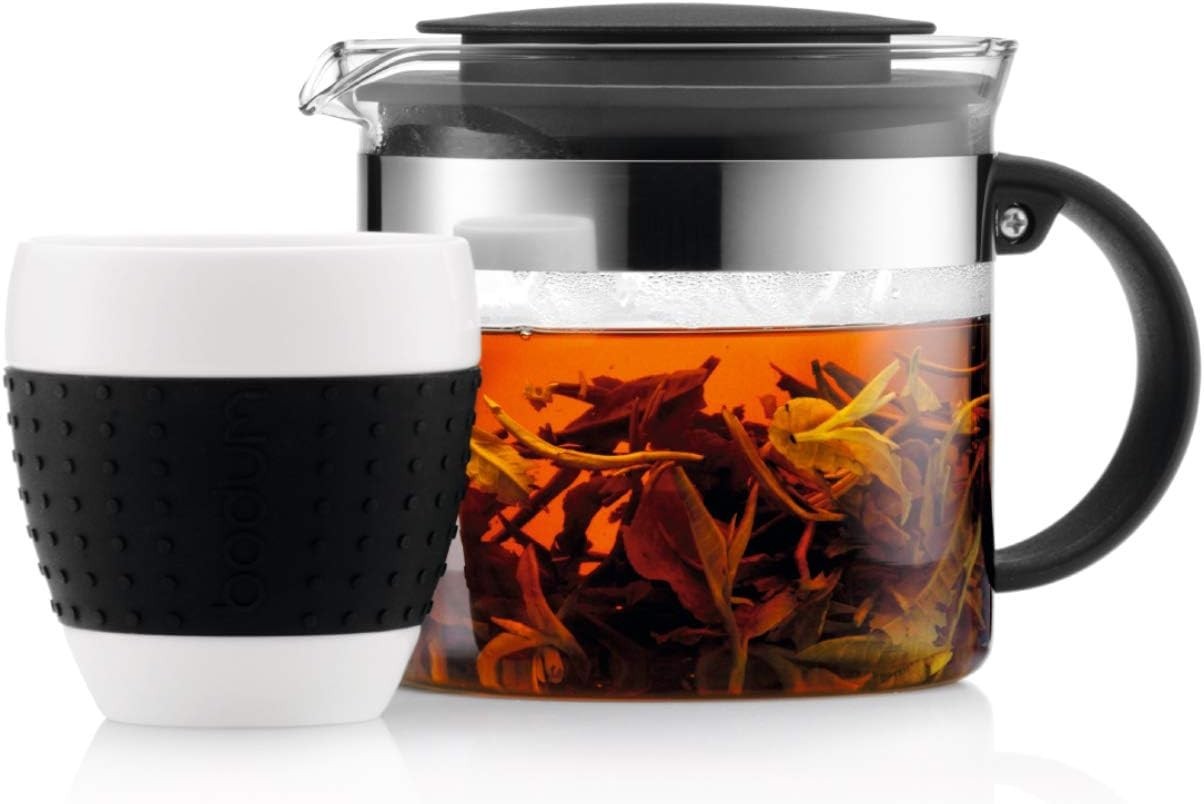1.5L Glass Teapot with Filter 12 Cup Tea Pot Dishwasher Safe Black